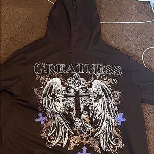 Brown Hoodie with Winged Cross Design